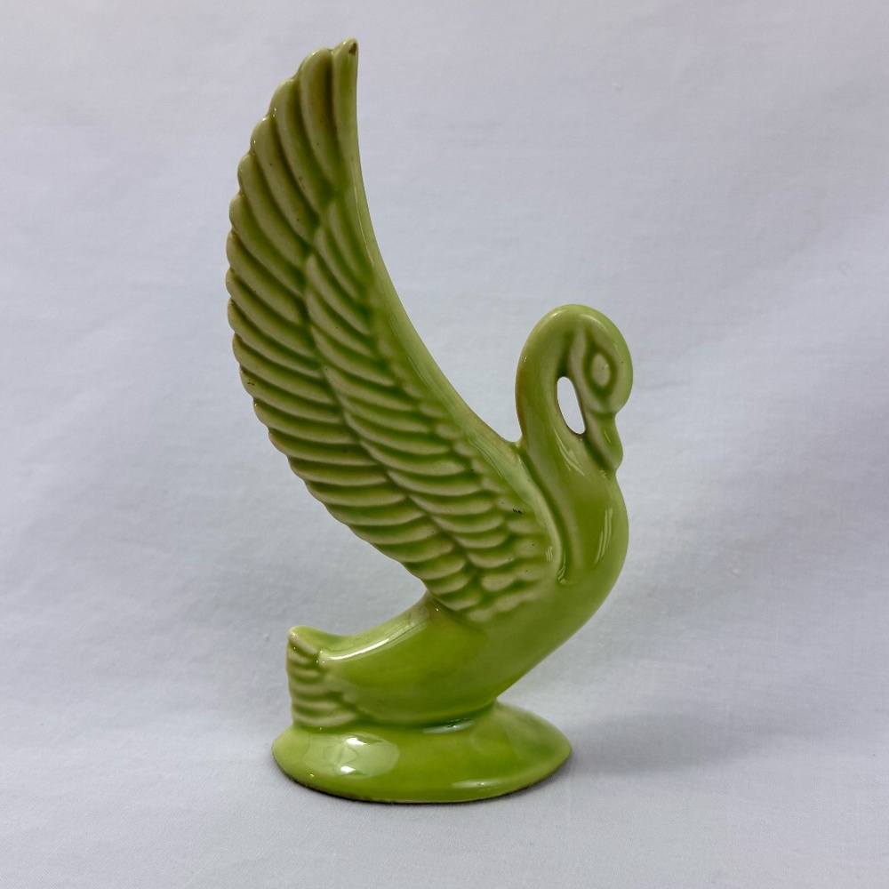 Vintage Chartreuse Porcelain Swan Mid-Century Modern - Picture 2 of 8